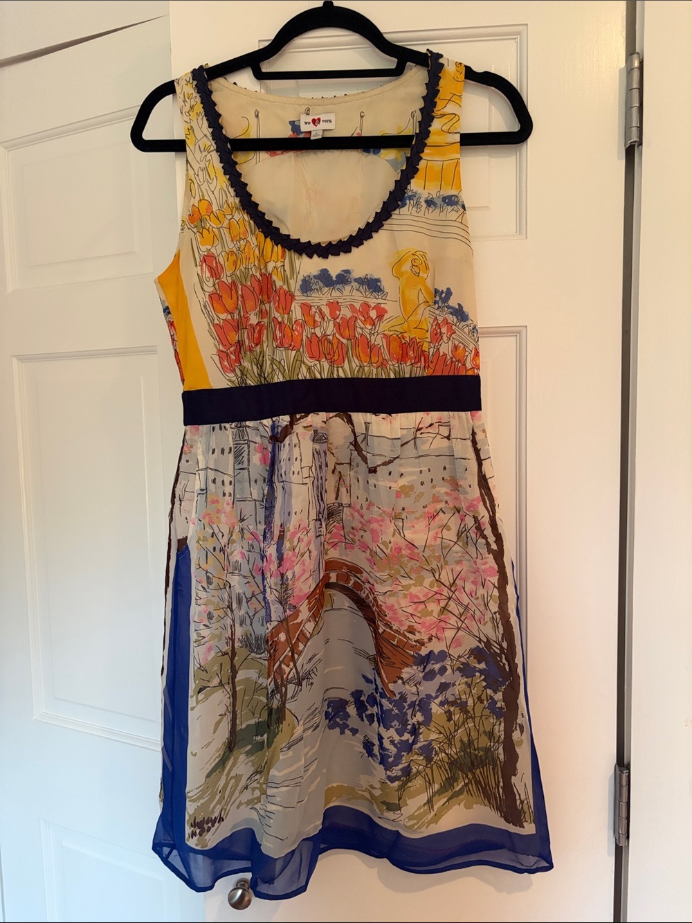 Anthropologie Scenic Floral Print Mini Dress in Yellow & Blue